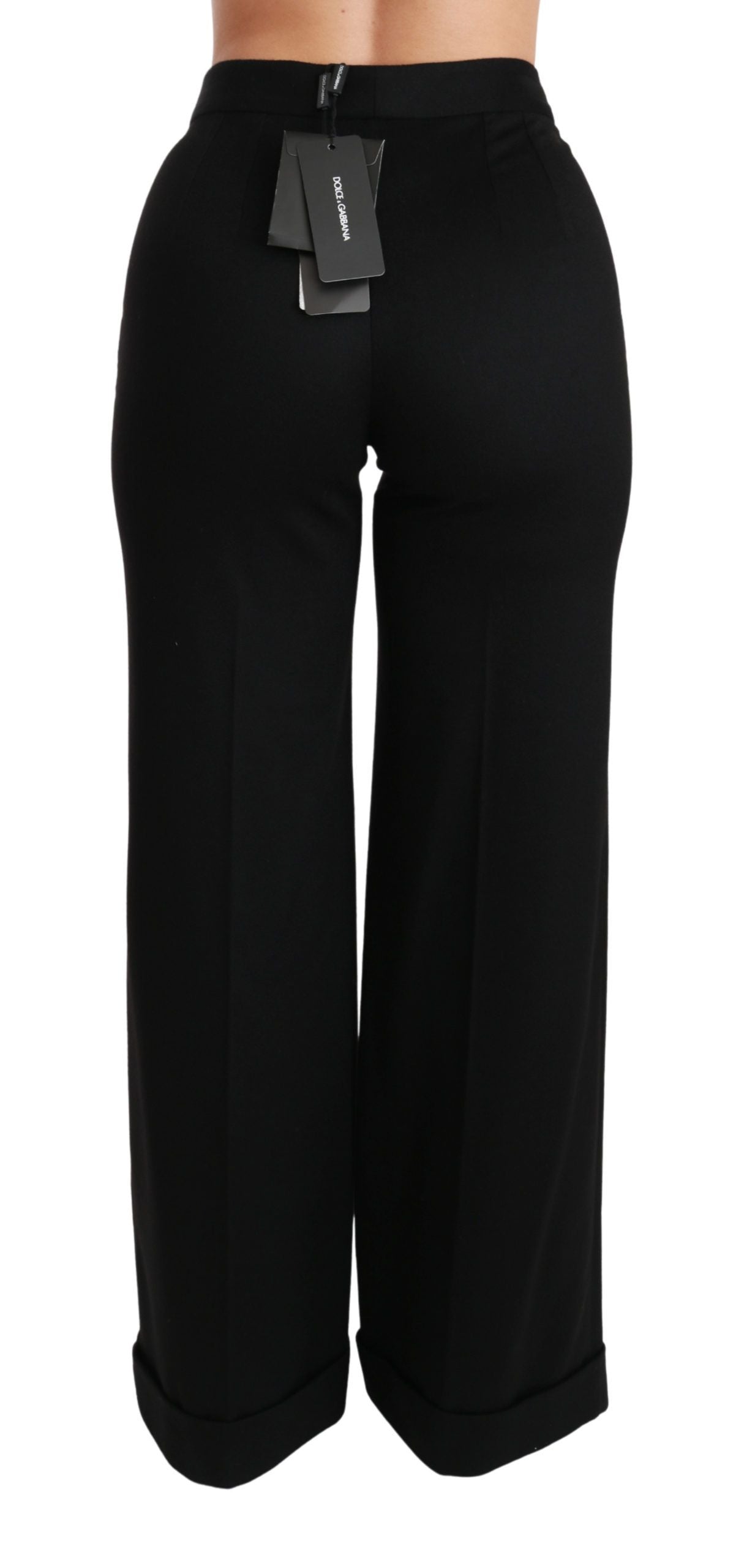 Black Wide Leg Flared Trouser Cashmere Pants Dolce & Gabbana