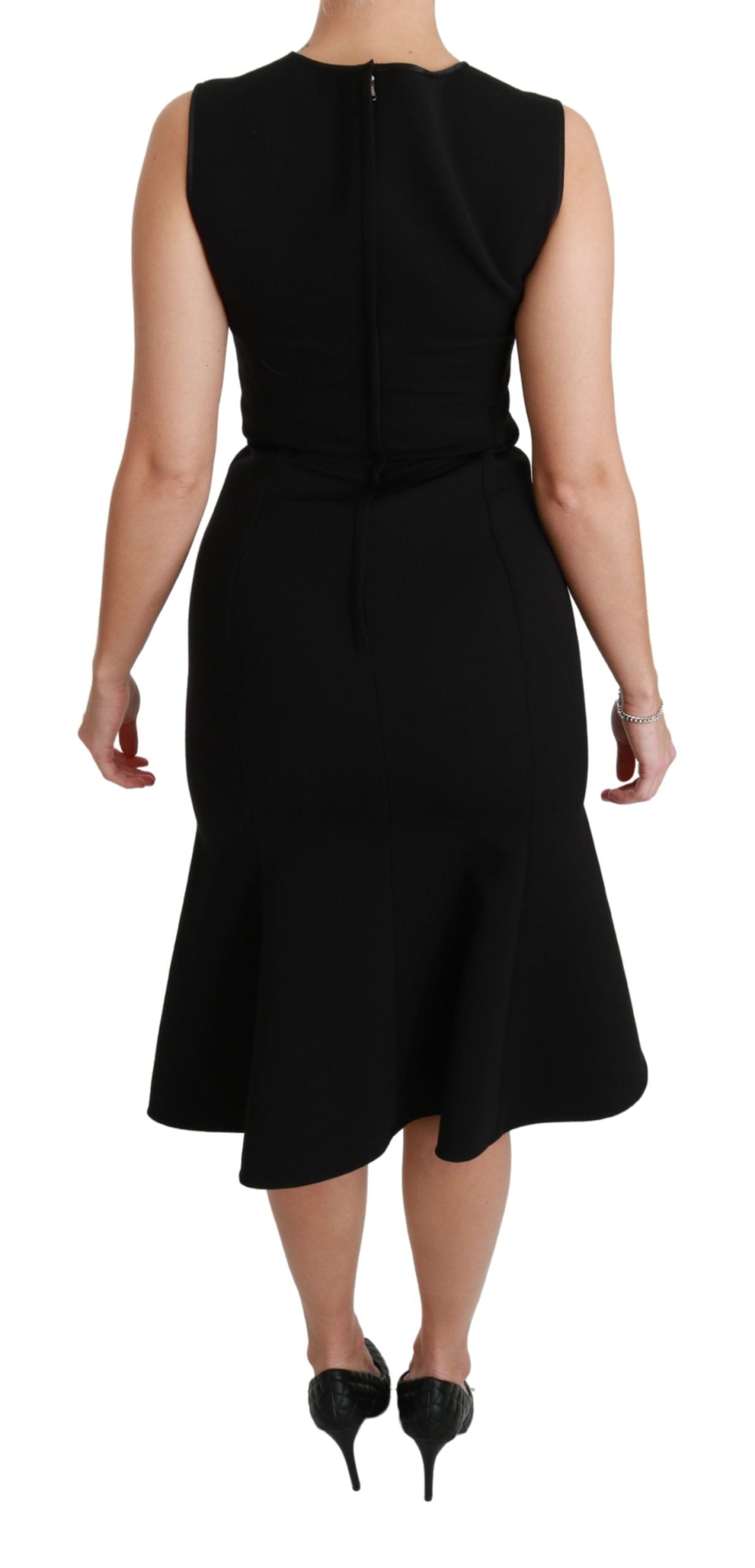 Black Fit Flare Wool Stretch Sheath Dress Dress Dolce & Gabbana