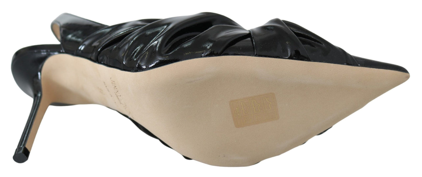 Elegant Black Leather Pointed Toe Pumps Shoes Jimmy Choo