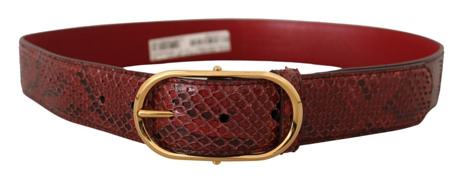 Red Exotic Leather Gold Oval Buckle Belt Belt Dolce & Gabbana