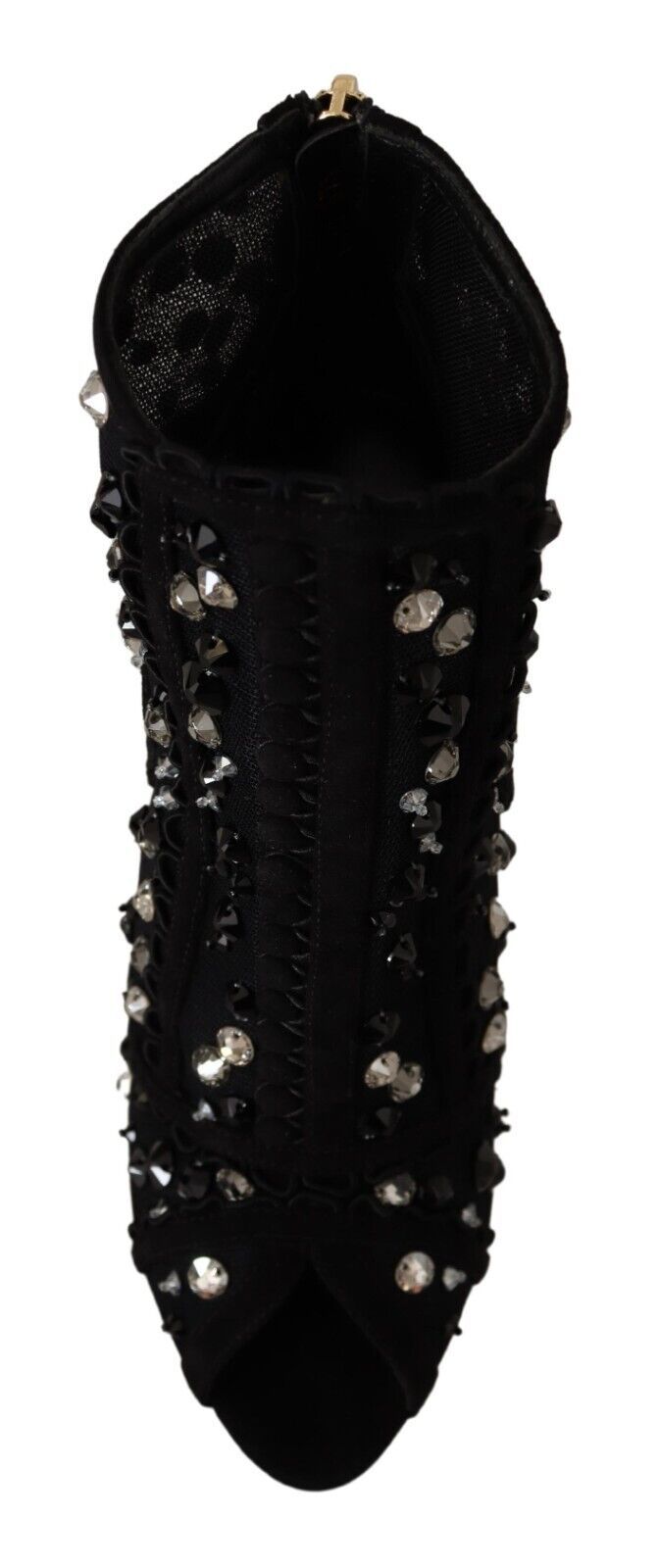 Black Crystals Heels Zipper Short Boots Shoes Shoes Dolce & Gabbana