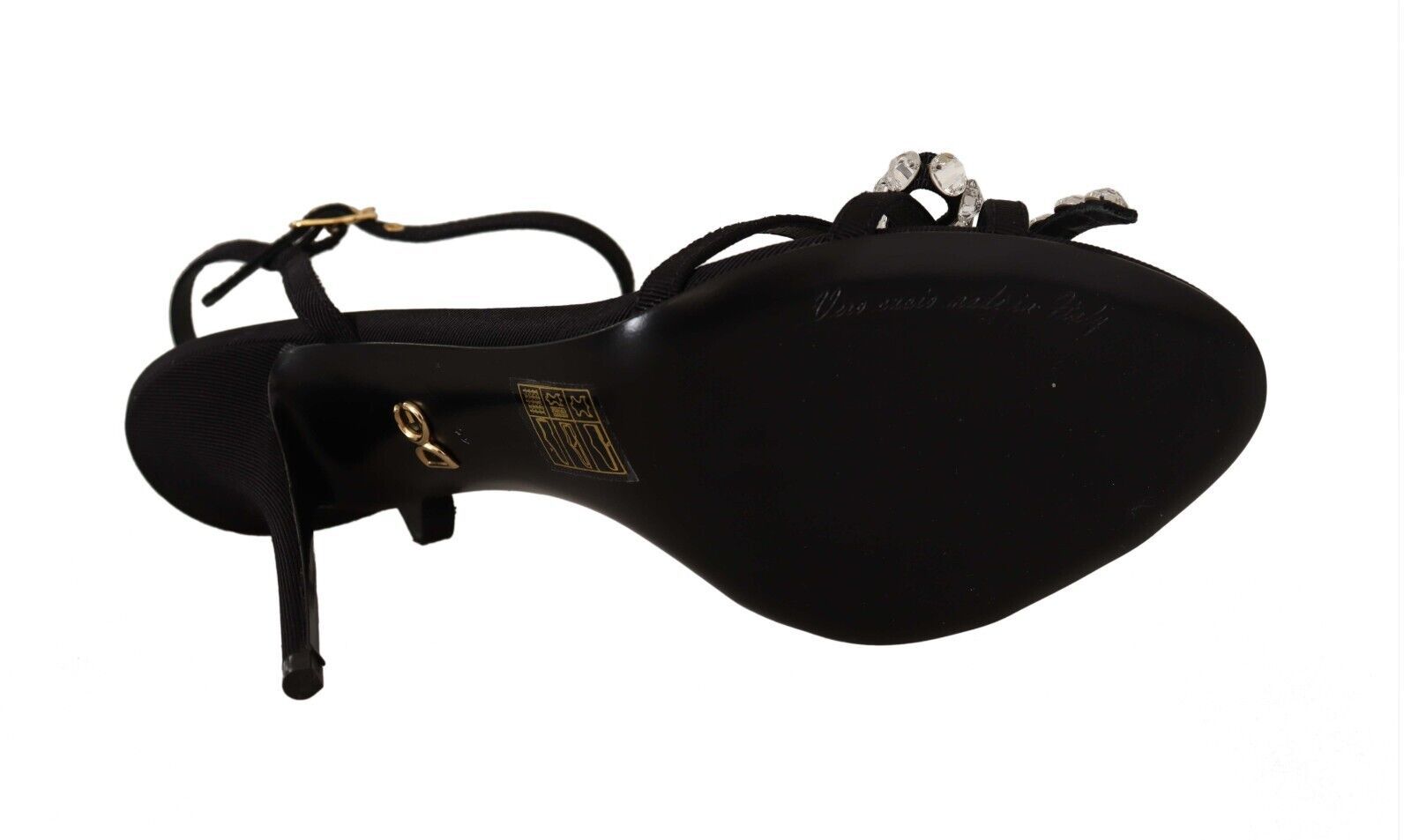 Black Crystals Ankle Strap Heels Sandals Shoes Shoes Dolce & Gabbana