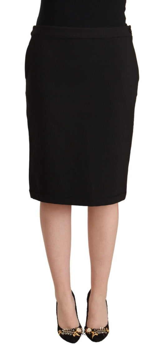 Black Straight Pencil Cut Knee Length Skirt Skirts GF Ferre