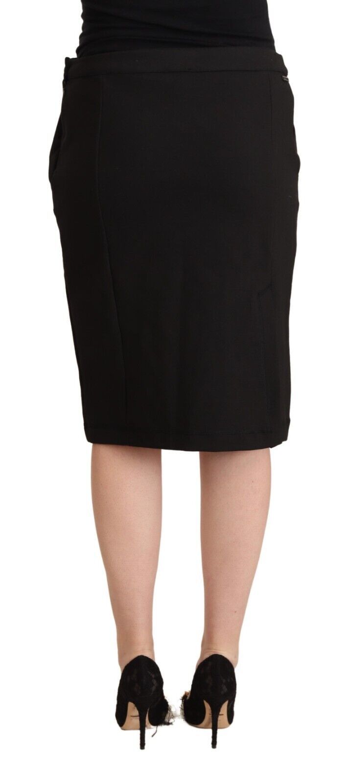 Black Straight Pencil Cut Knee Length Skirt Skirts GF Ferre