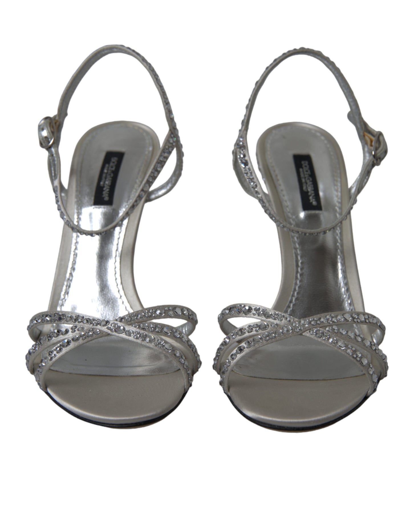 Silver Crystal Ankle Strap Sandals Shoes Shoes Dolce & Gabbana
