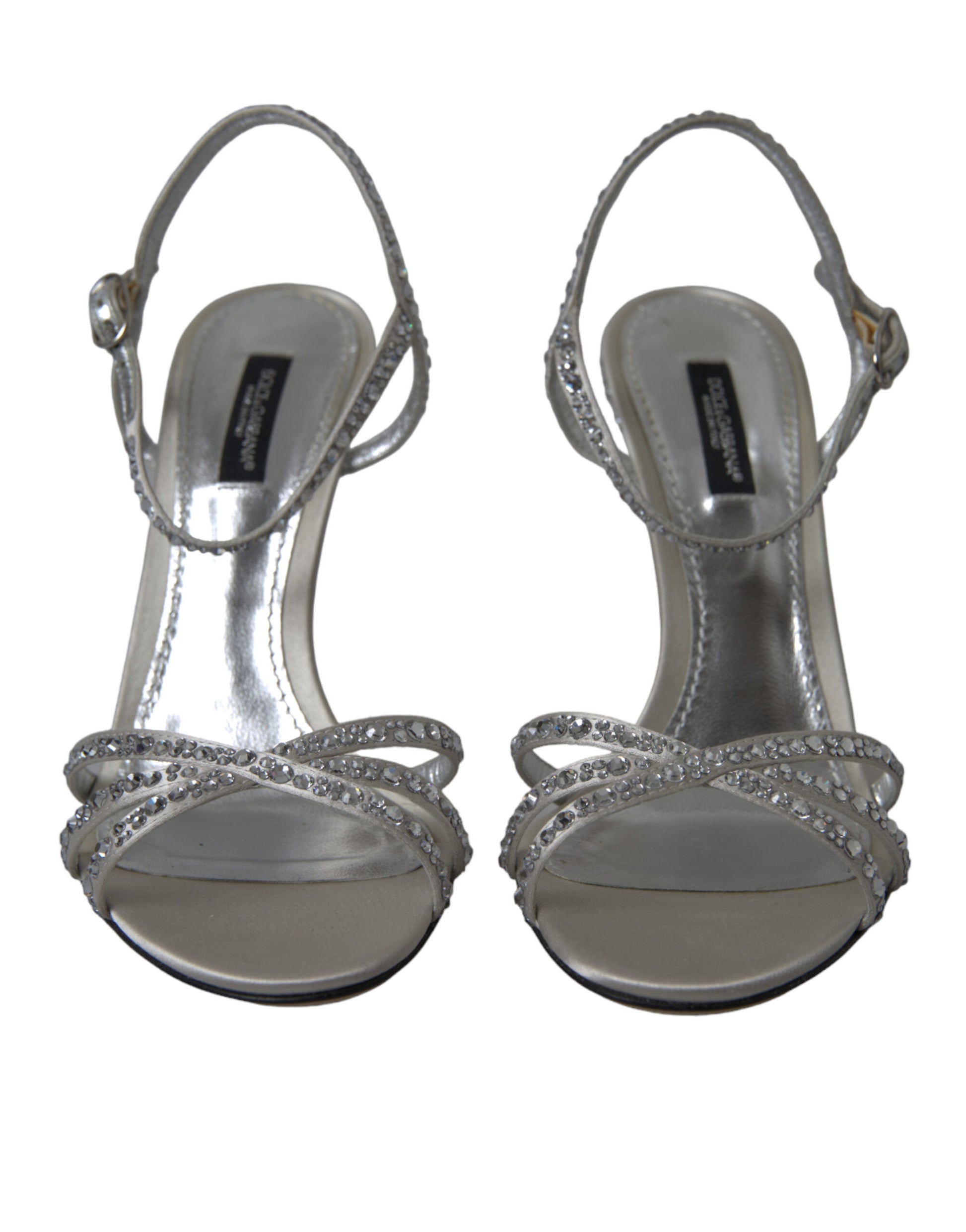 Silver Crystal Ankle Strap Sandals Shoes Shoes Dolce & Gabbana