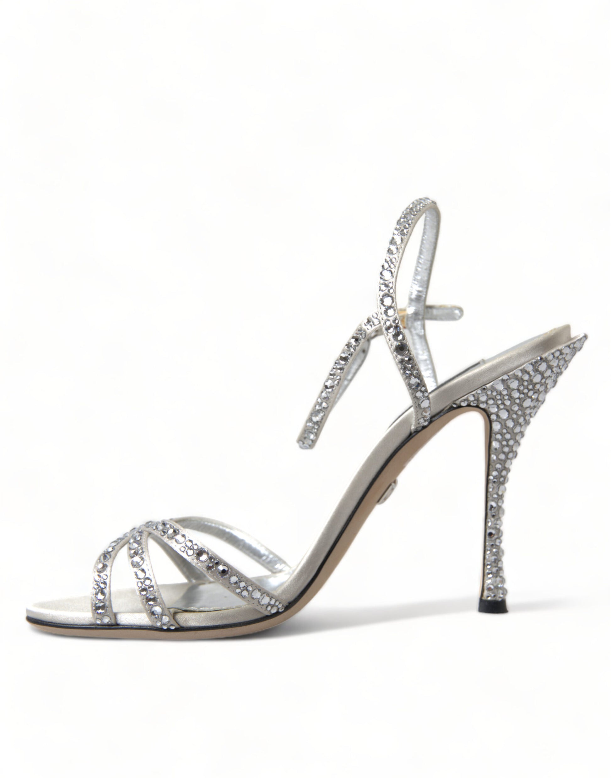 Silver Crystal Ankle Strap Sandals Shoes Shoes Dolce & Gabbana