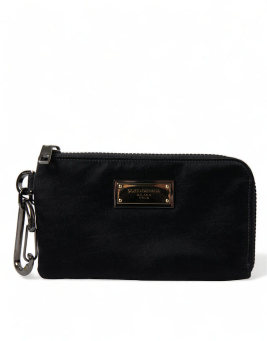 Black Nylon Logo Plaque Keyring Pouch Clutch Bag Bags Dolce & Gabbana