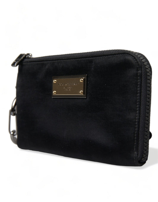 Black Nylon Logo Plaque Keyring Pouch Clutch Bag Bags Dolce & Gabbana