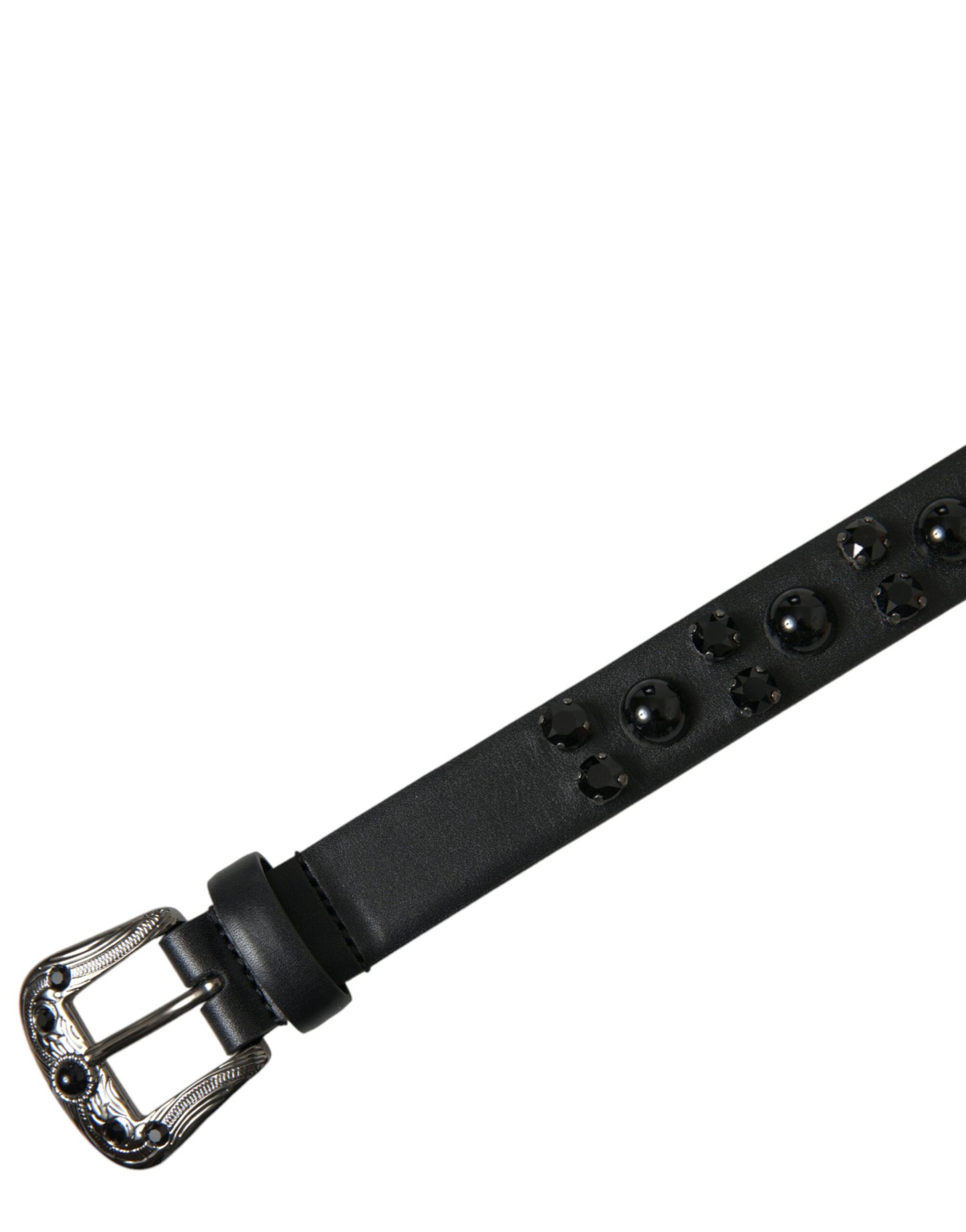Black Embellished Leather Engraved Buckle Belt Belt Dolce & Gabbana