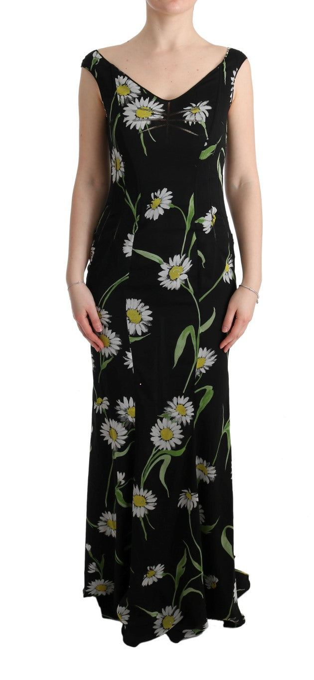 Sunflower Silk Stretch Sheath Dress Dress Dolce & Gabbana