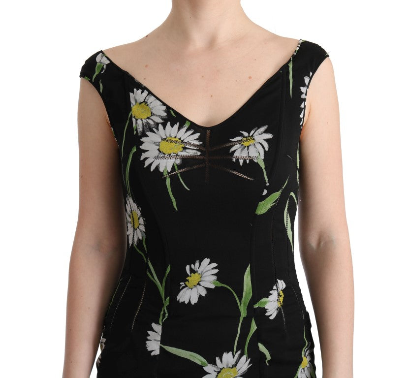 Sunflower Silk Stretch Sheath Dress Dress Dolce & Gabbana