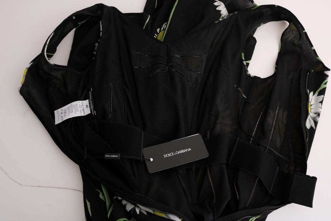 Sunflower Silk Stretch Sheath Dress Dress Dolce & Gabbana