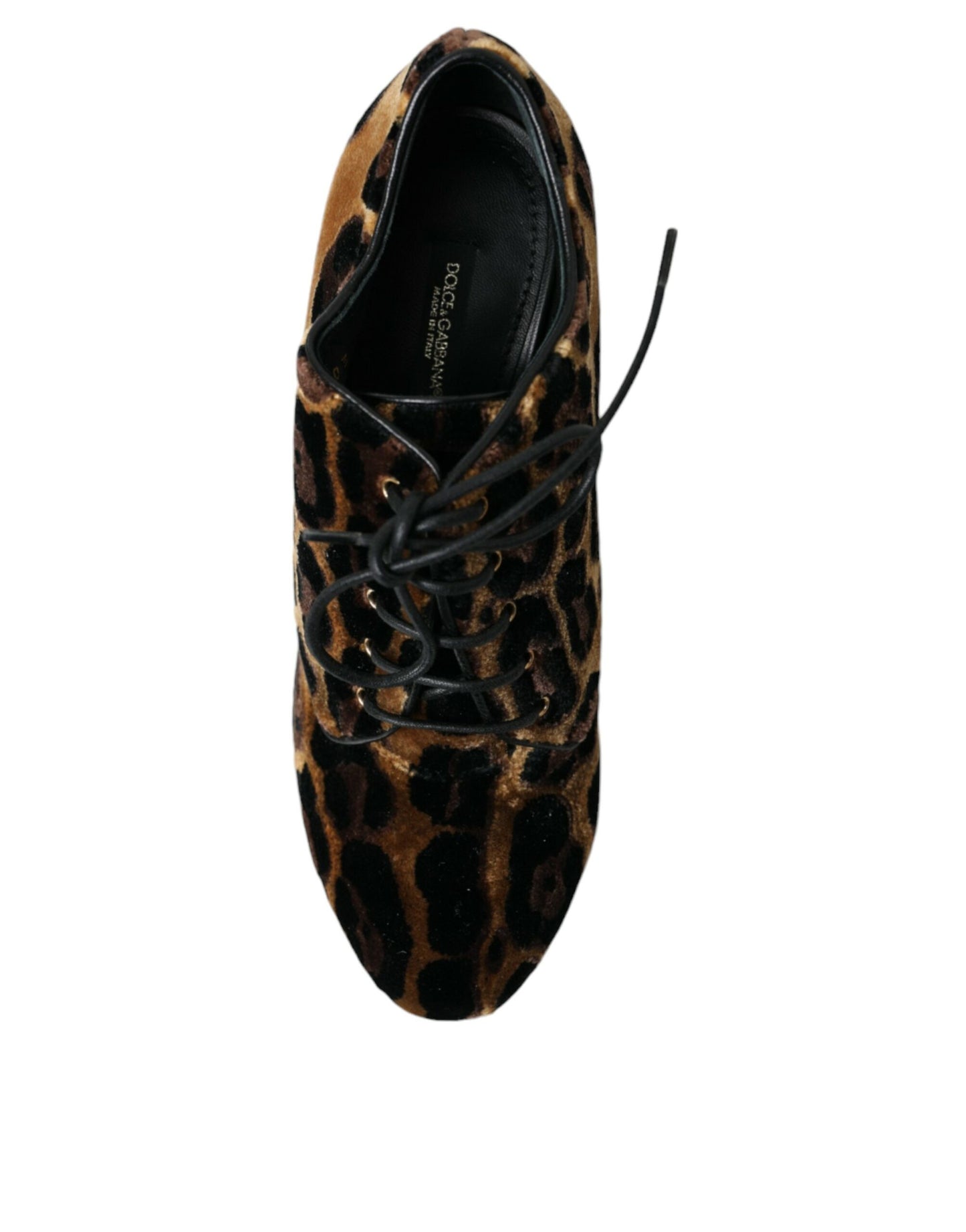 Brown Leopard Hair Lace Up Booties Shoes Shoes Dolce & Gabbana