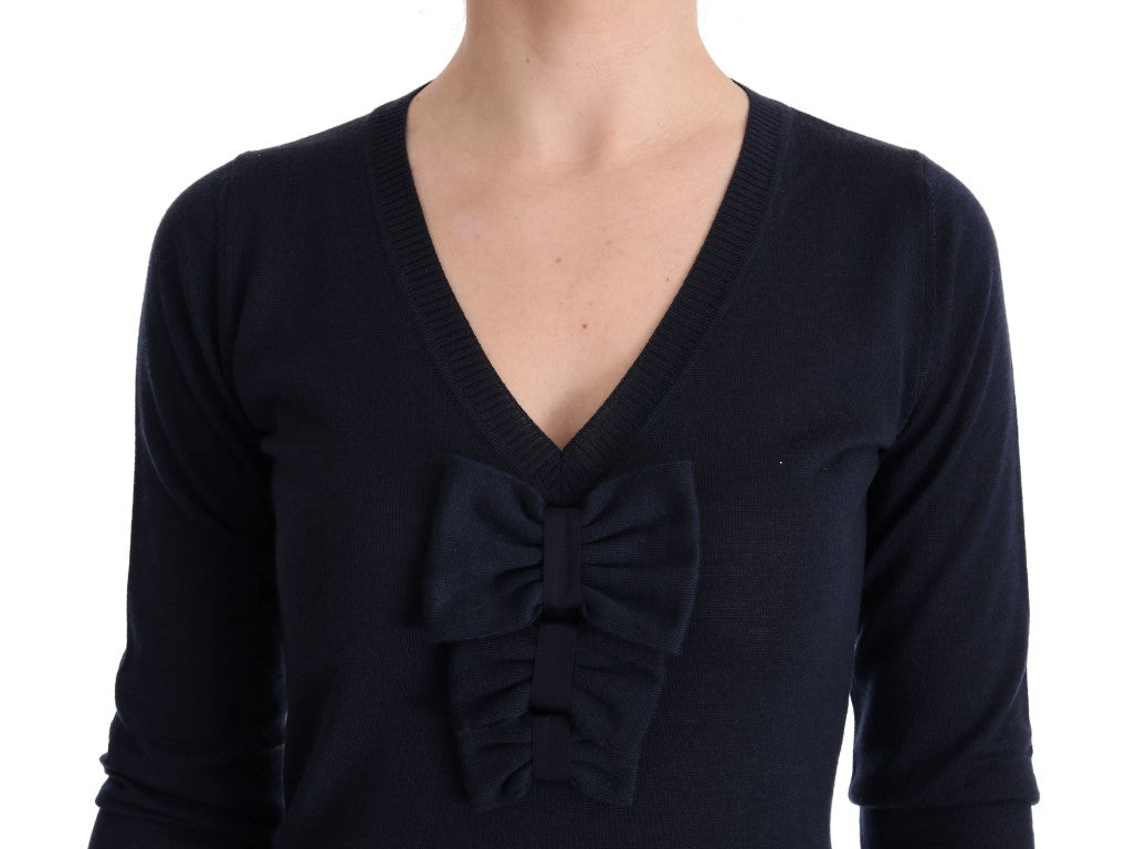 Blue Wool Long Sleeve Shift Dress Dress MARGHI LO'