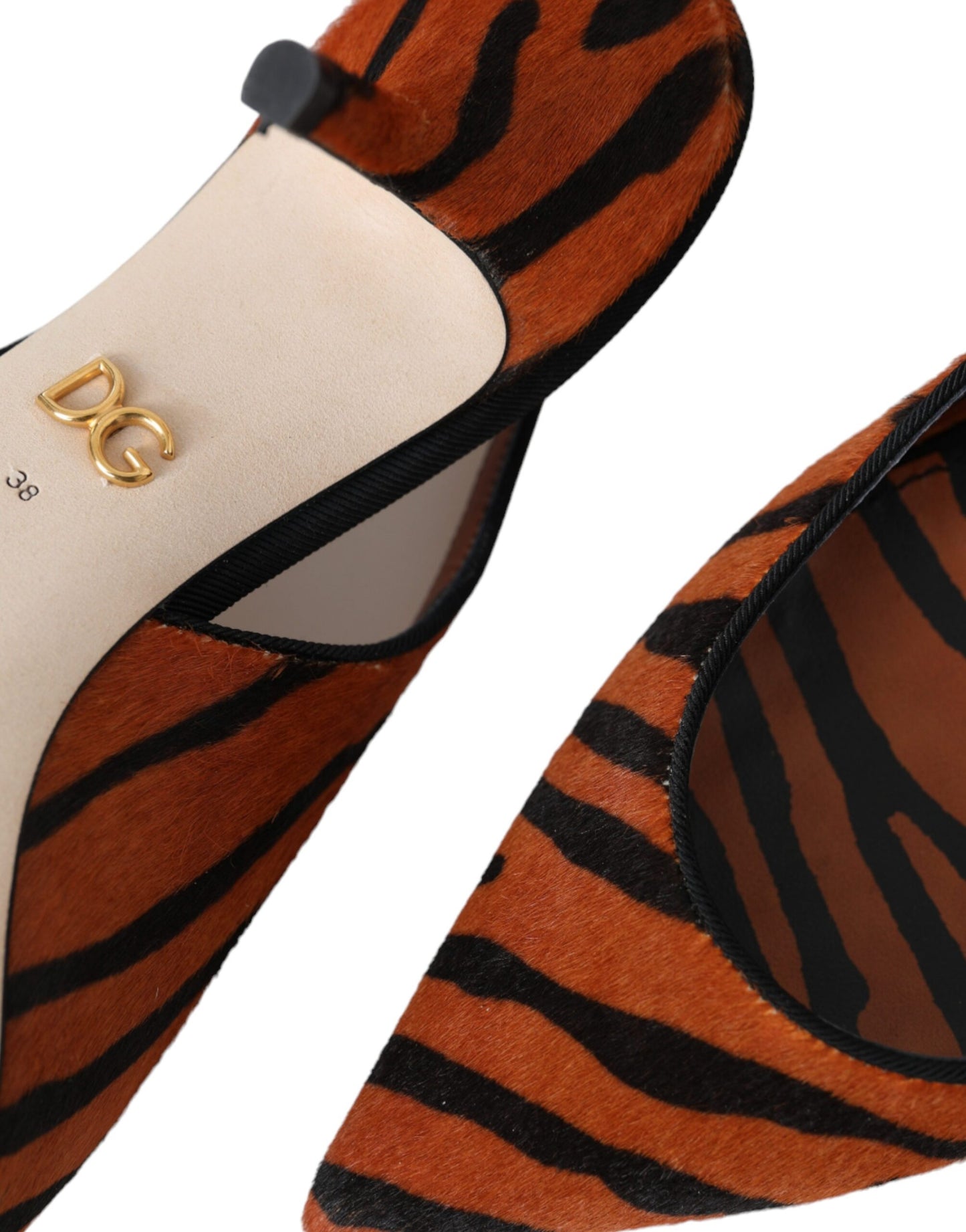 Black Orange Zebra Leather Slingbacks Shoes Shoes Dolce & Gabbana