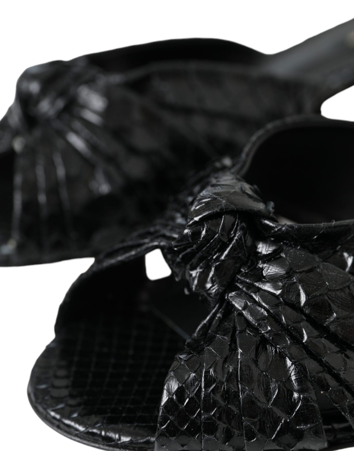 Black Exotic Leather Heels Slides Shoes Shoes Dolce & Gabbana