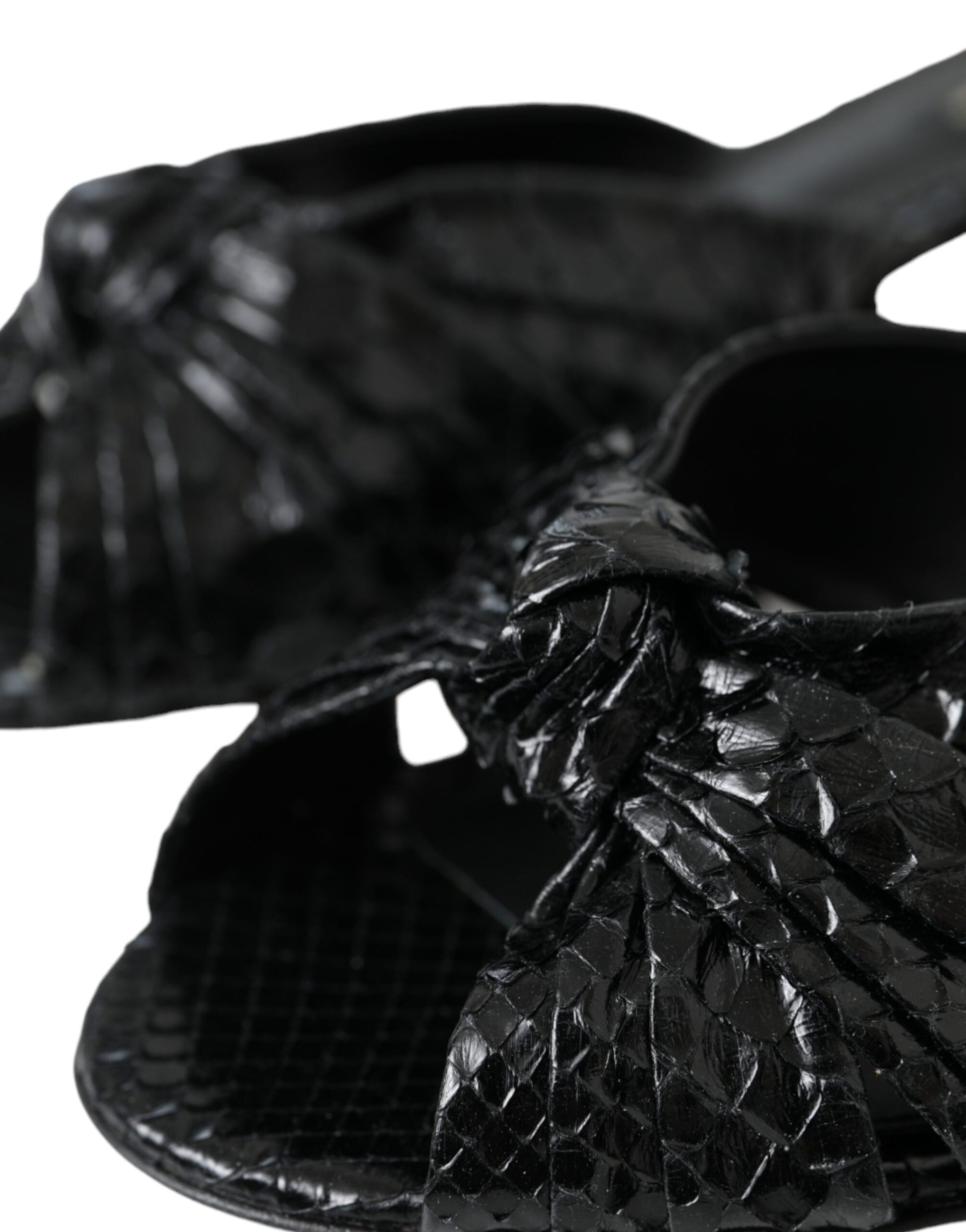 Black Exotic Leather Heels Slides Shoes Shoes Dolce & Gabbana