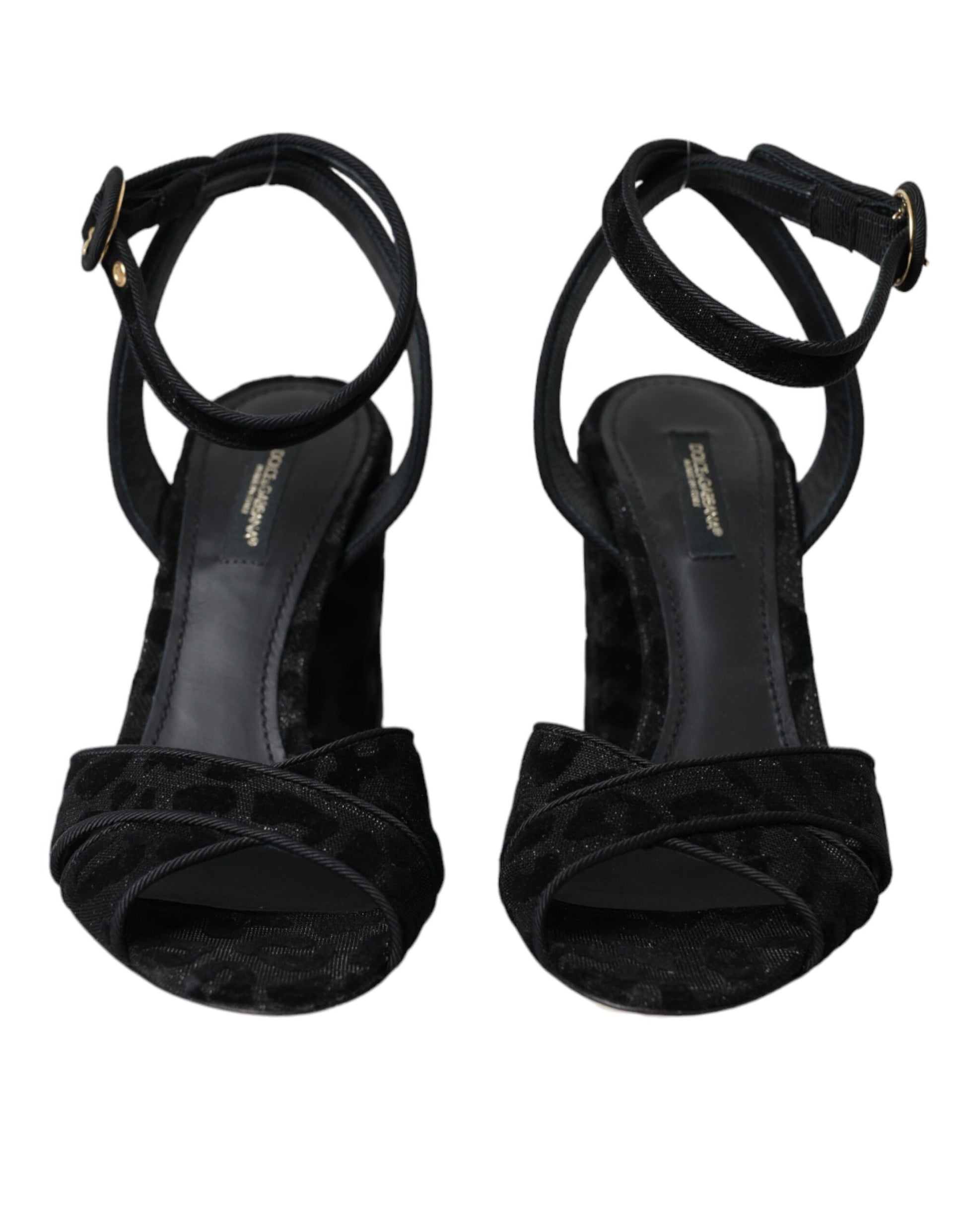 Black Leopard Suede Heels Sandals Shoes Shoes Dolce & Gabbana