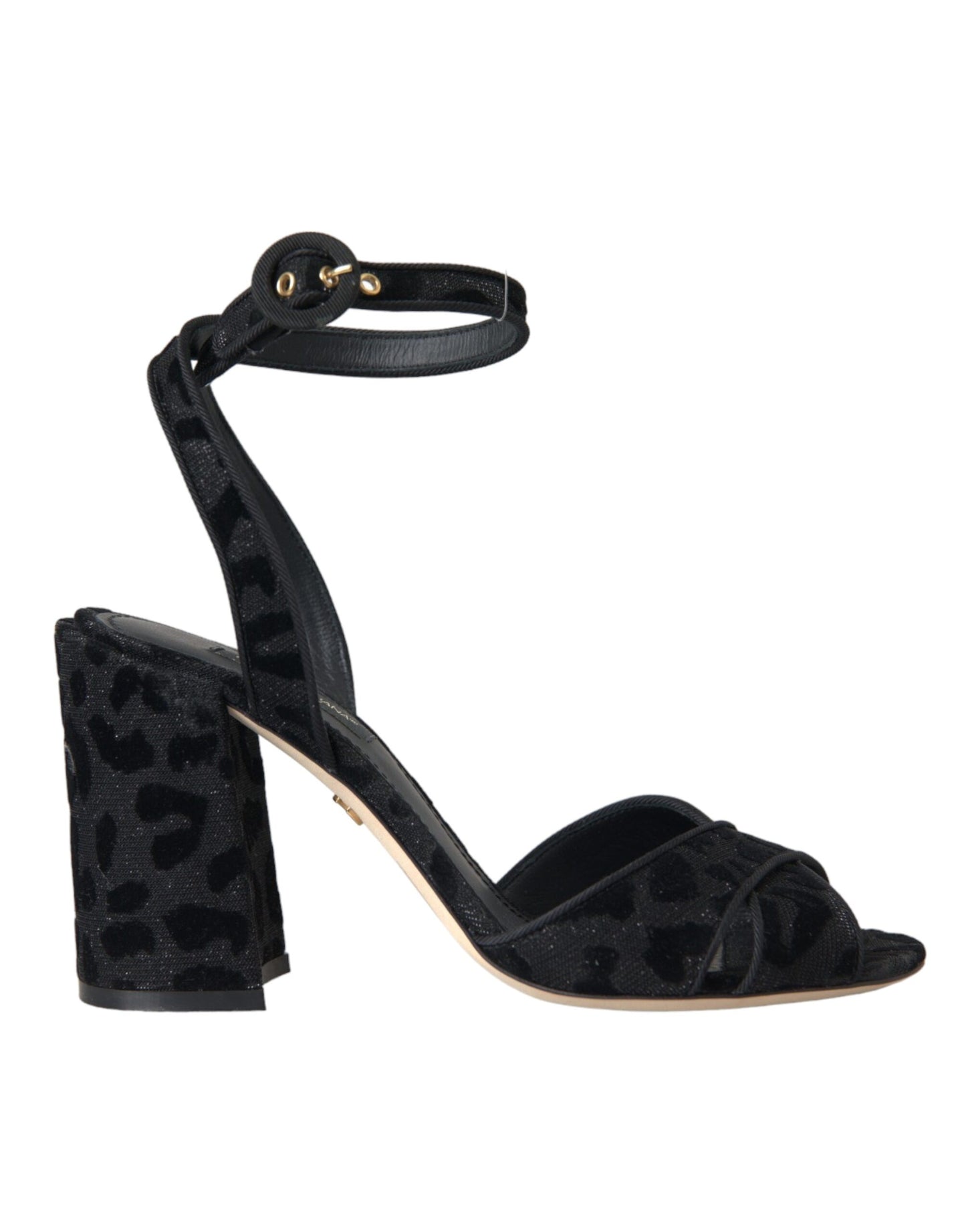 Black Leopard Suede Heels Sandals Shoes Shoes Dolce & Gabbana