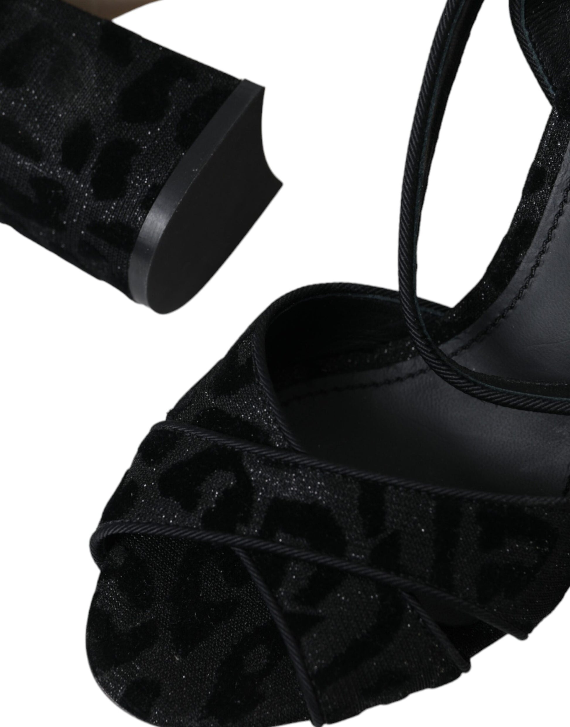 Black Leopard Suede Heels Sandals Shoes Shoes Dolce & Gabbana