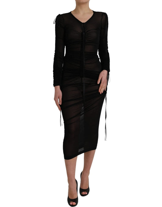 Black Sheer Bodycon Sheath Midi Dress Dress Dolce & Gabbana