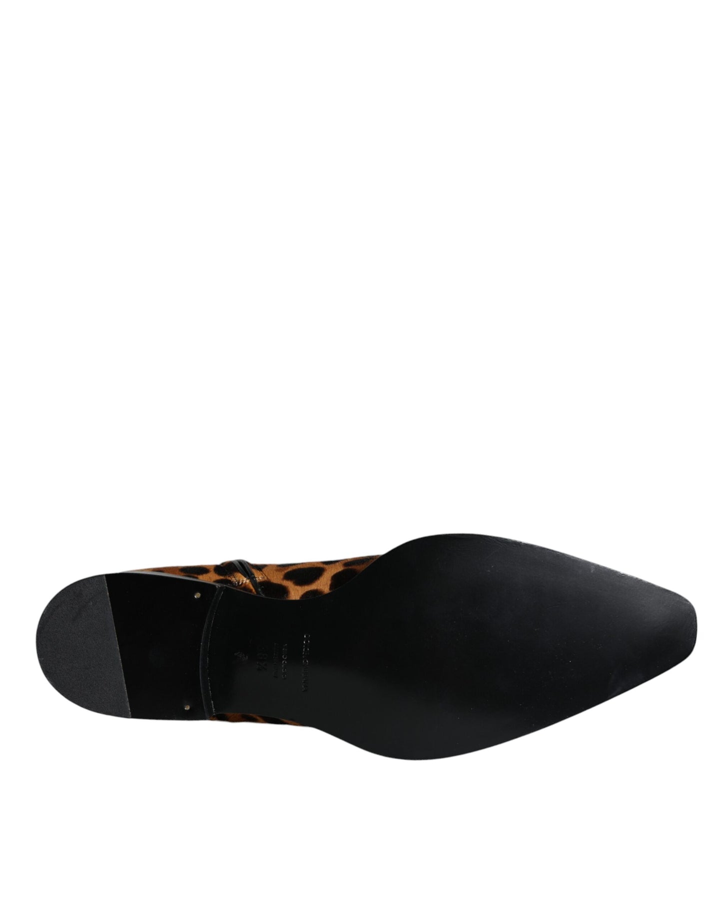 Brown Leopard Calf Fur Ankle Boots Shoes Shoes Dolce & Gabbana