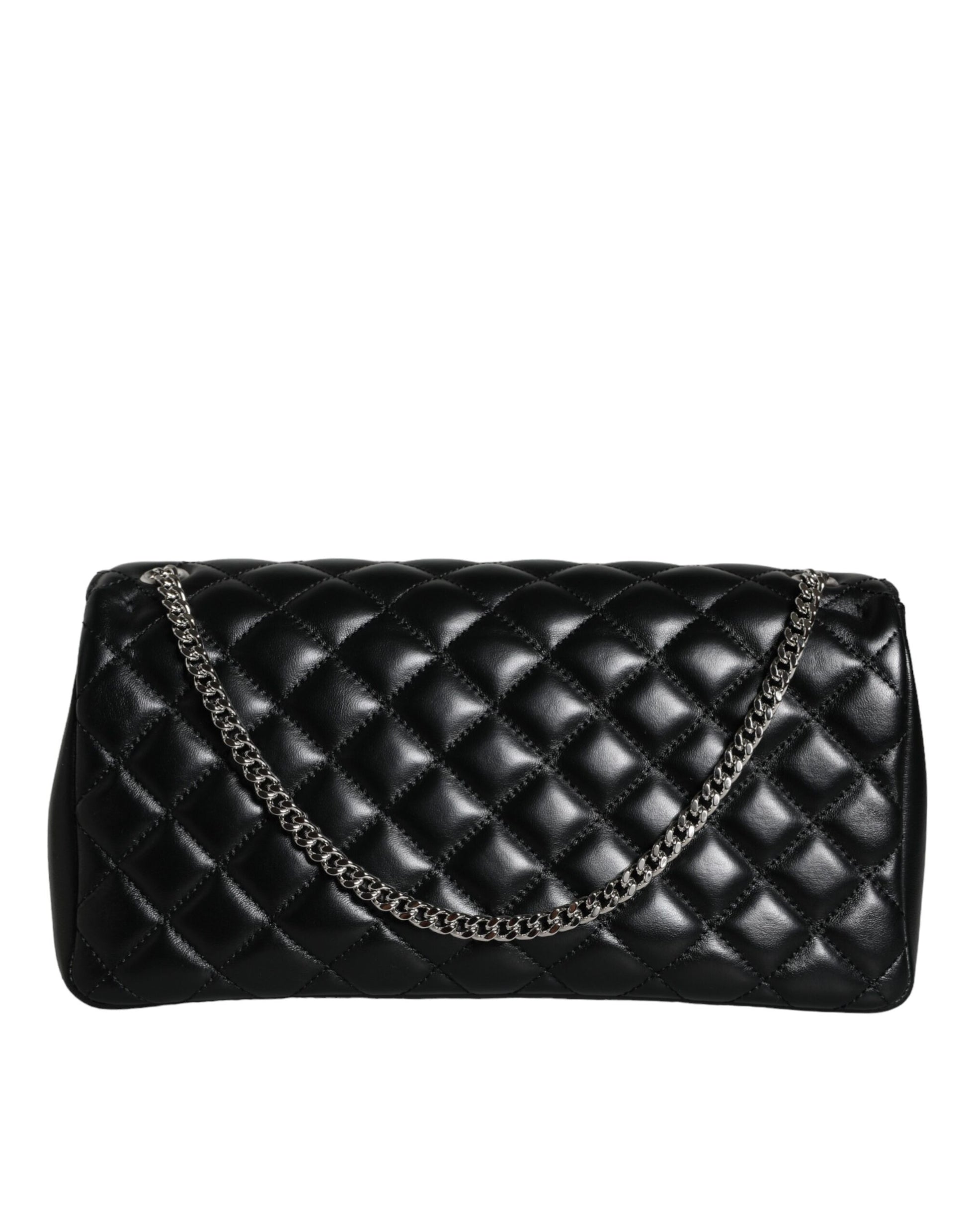 Black Quilted Lambskin Leather Crossbody Shoulder Bag Bags Versace