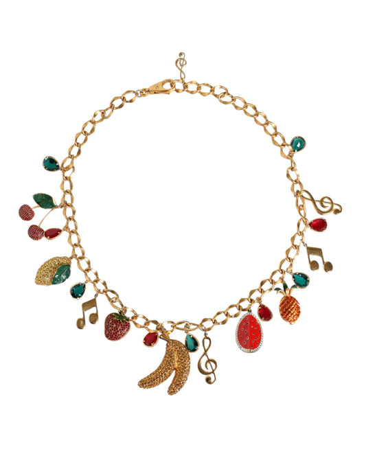 Gold Tone Brass Fruity Crystal Embellished Waist Chain Belt Belt Dolce & Gabbana