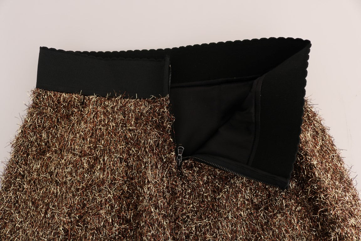 Gold Black Short Mini Skirt Skirts Dolce & Gabbana
