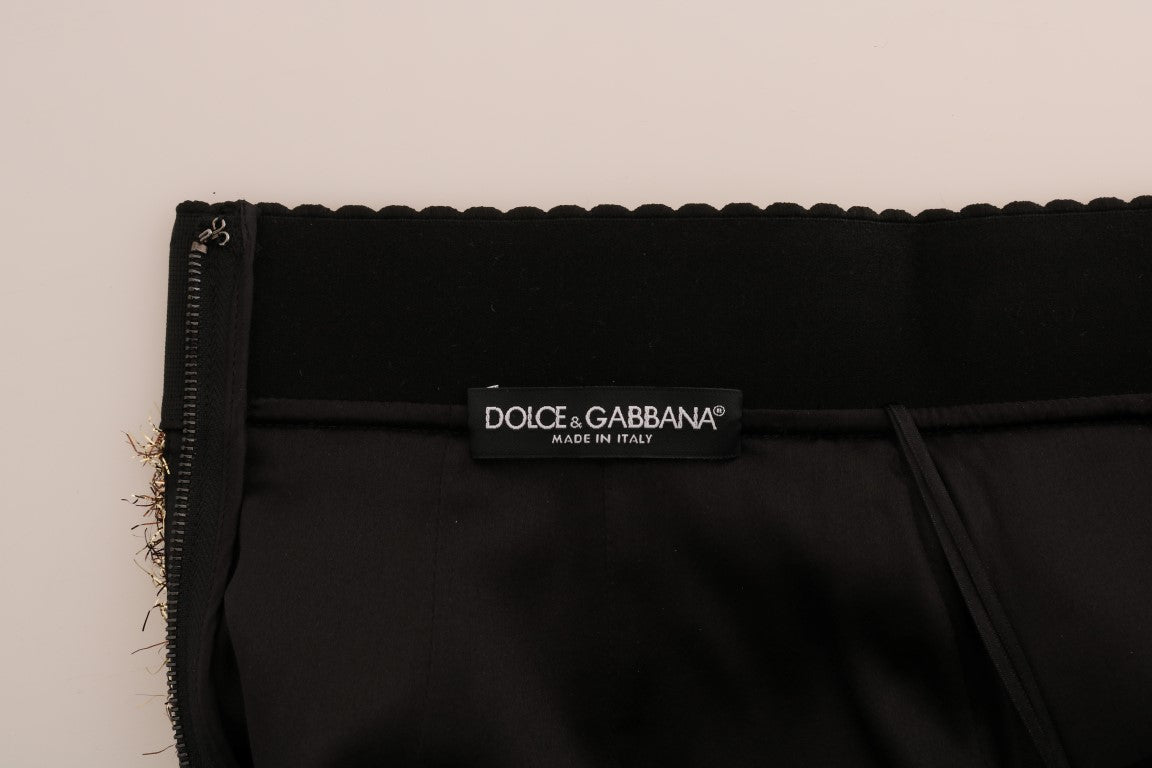 Gold Black Short Mini Skirt Skirts Dolce & Gabbana