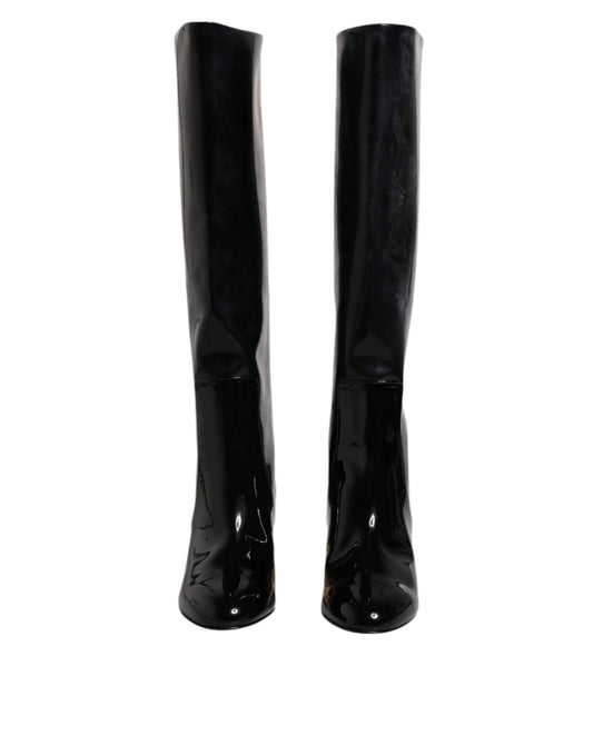 Black Patent Leather Vally High Boots Shoes Shoes Dolce & Gabbana