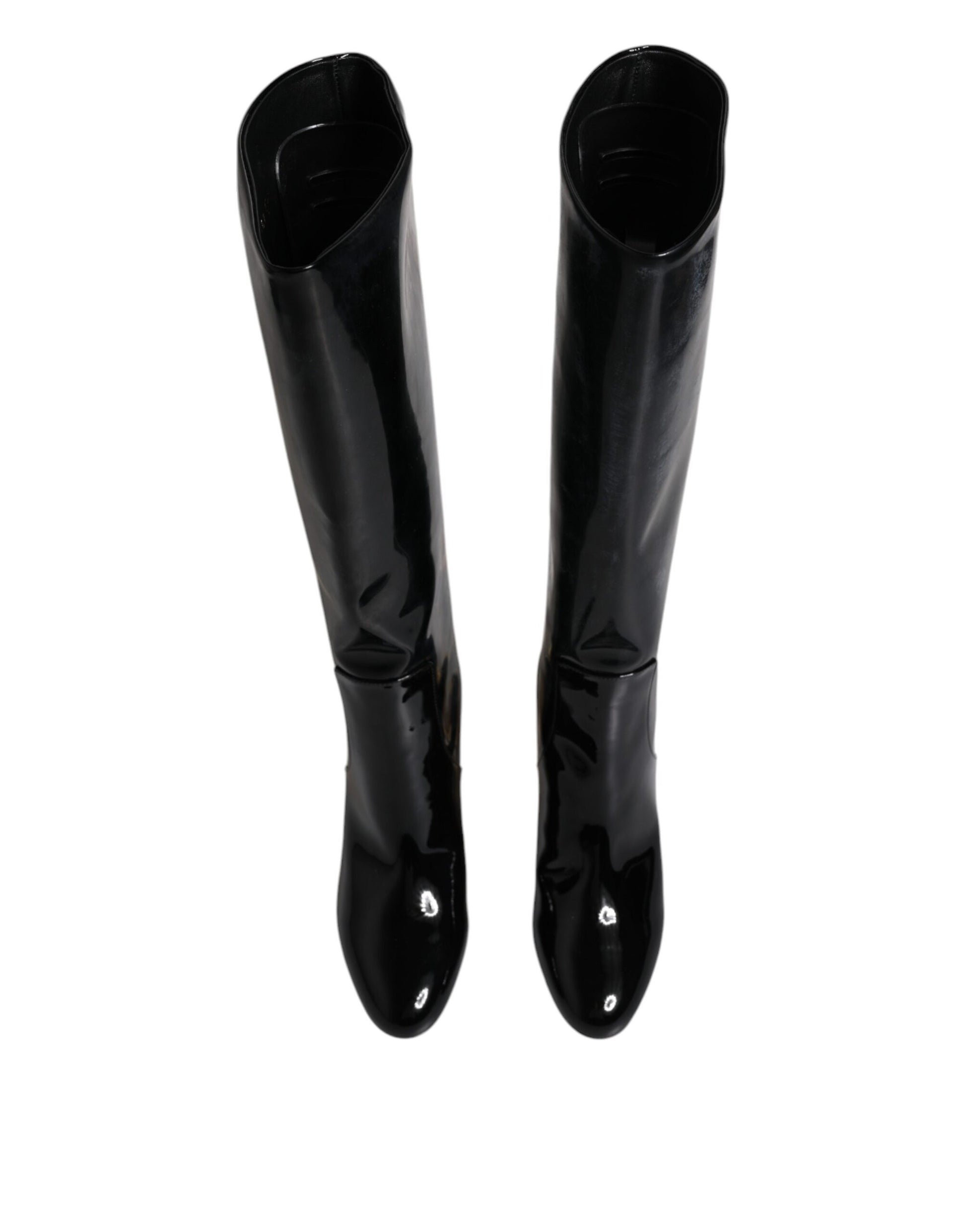 Black Patent Leather Vally High Boots Shoes Shoes Dolce & Gabbana