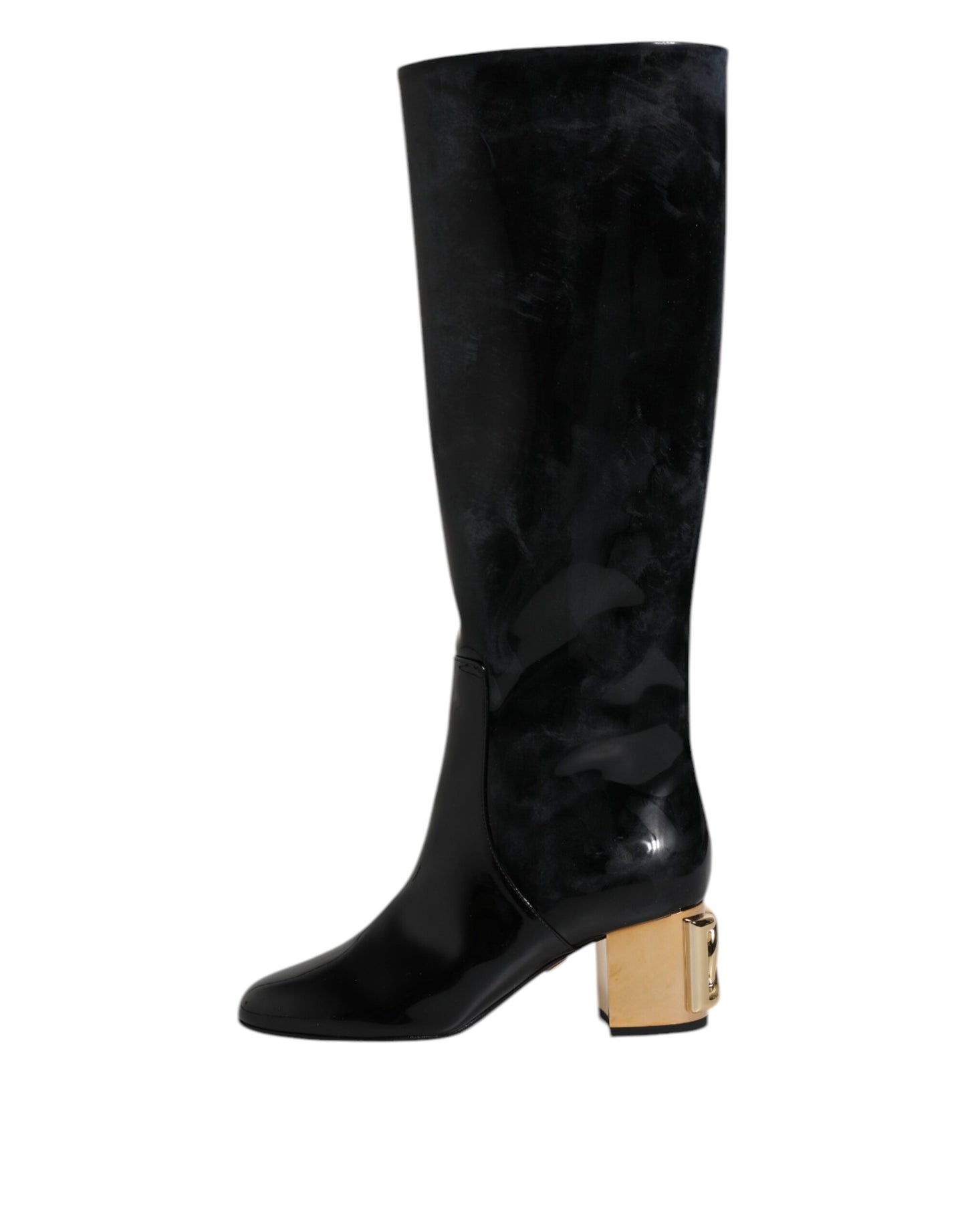 Black Patent Leather Vally High Boots Shoes Shoes Dolce & Gabbana