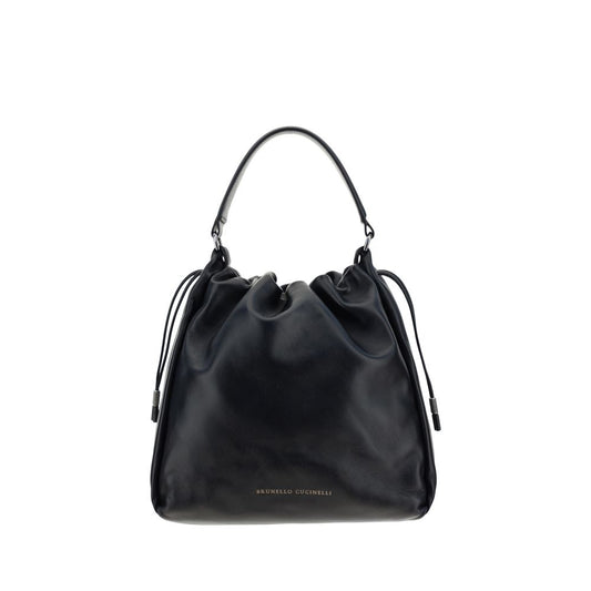 Black Calf Leather Bos Taurus Shoulder Bag Bags Brunello Cucinelli