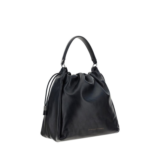 Black Calf Leather Bos Taurus Shoulder Bag Bags Brunello Cucinelli