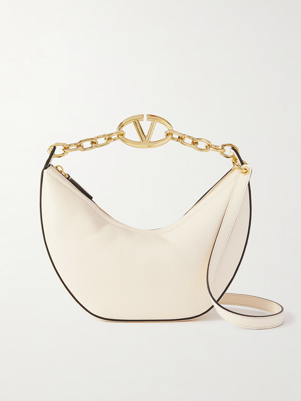 Ivory Leather Small Hobo Vlogo Shoulder Bag Bags Valentino Garavani