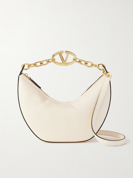 Ivory Leather Small Hobo Vlogo Shoulder Bag Bags Valentino Garavani