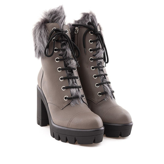 Beige Eco Leather Lace-Up Boots Shoes Giuseppe Zanotti