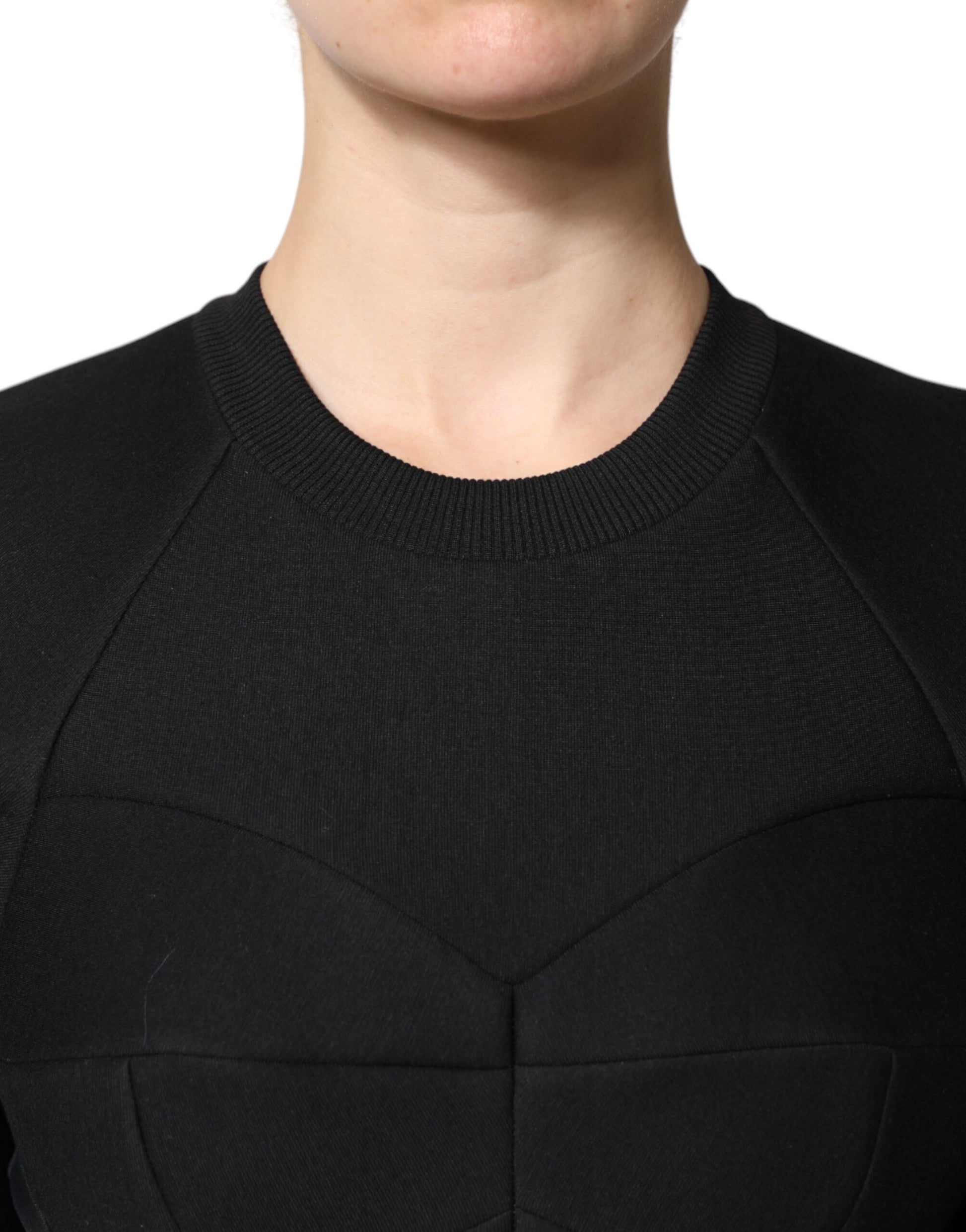 Black Cotton Long Sleeves A-line Mini Dress Dress Dolce & Gabbana