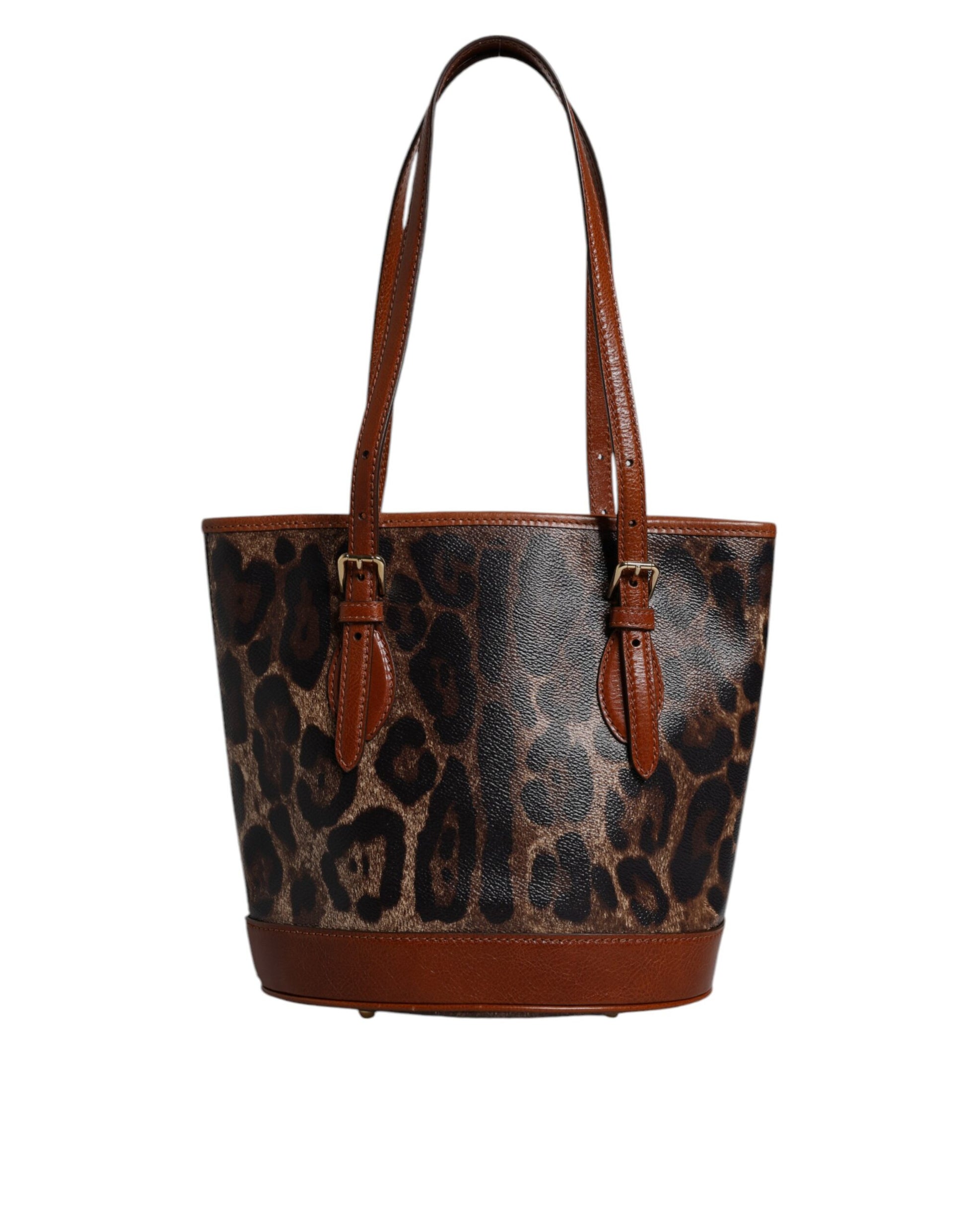 Brown Leopard Leather Shoulder Strap Tote Bag Bags Dolce & Gabbana