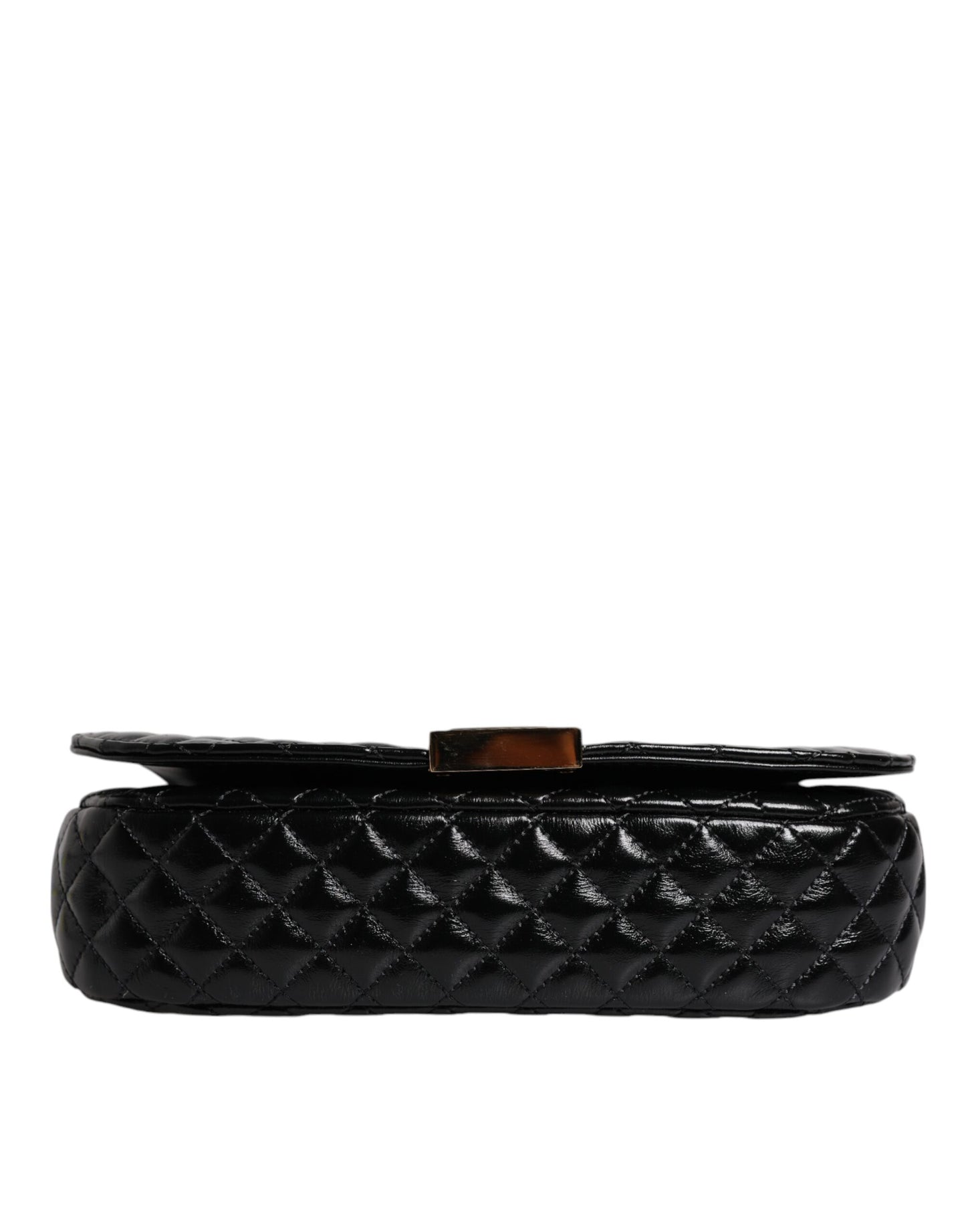 Black Calf Leather Quilted Shoulder Strap Bag Bags Versace