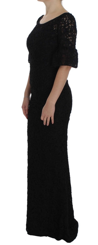 Black Floral Lace Long Bodycon Maxi Dress Dress Dolce & Gabbana