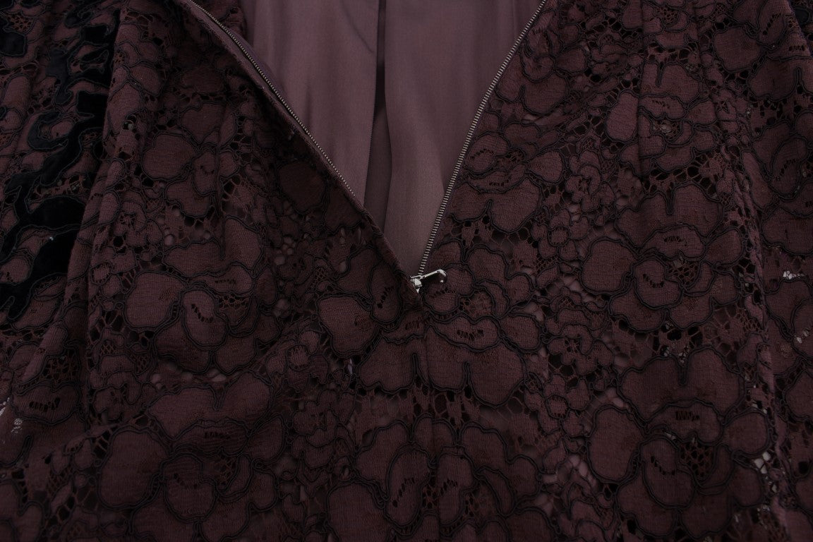 Purple Floral Lace Ricamo Maxi Dress Dress Dolce & Gabbana