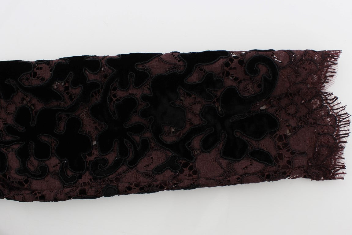 Purple Floral Lace Ricamo Maxi Dress Dress Dolce & Gabbana