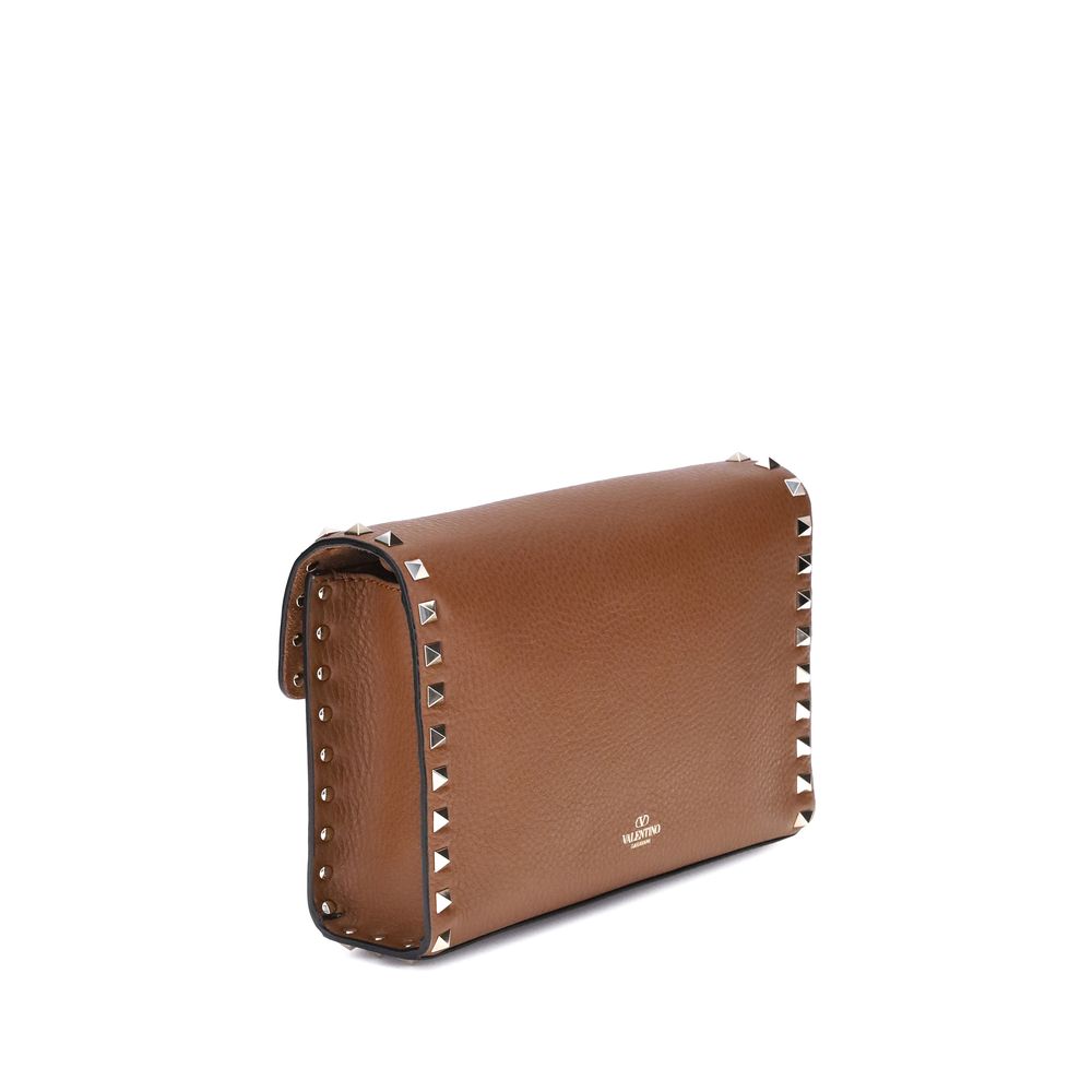 Brown Calf Leather Bos Taurus Shoulder Bag Bags Valentino Garavani