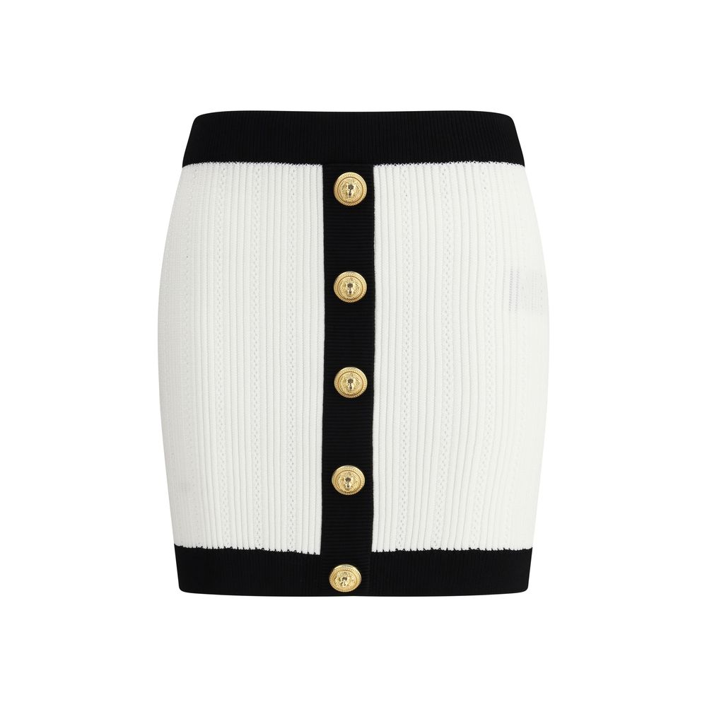 White Viscose Mini Skirt Skirts Balmain
