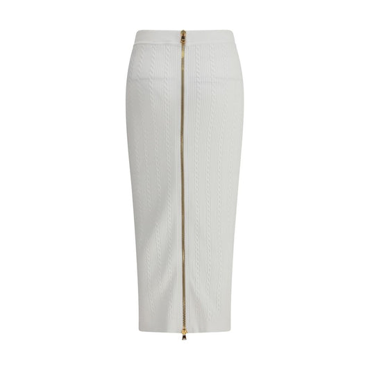 White Viscose Midi Skirt Skirts Balmain