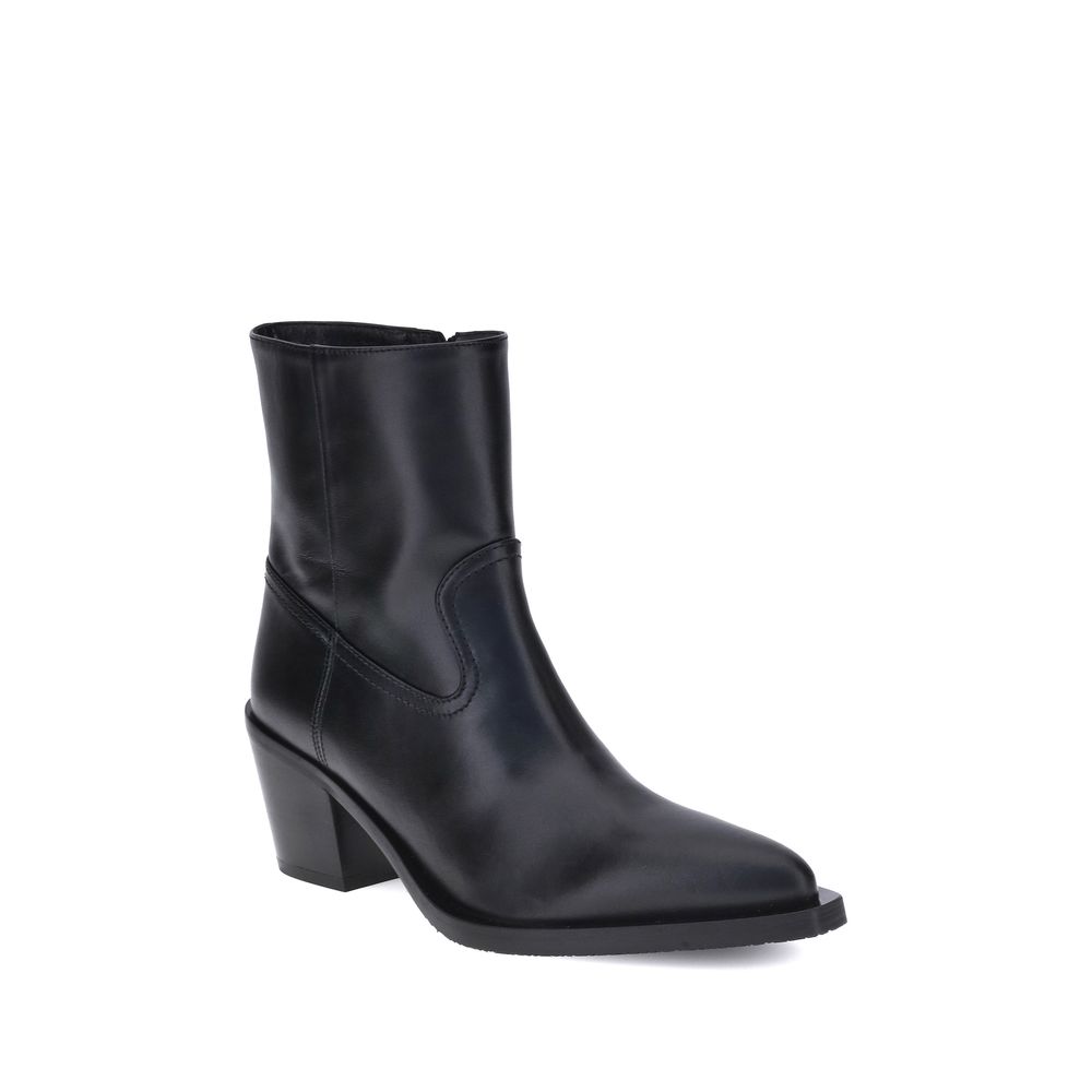 Black Calf Leather Bos Taurus Ankle Boots Shoes Stuart Weitzman