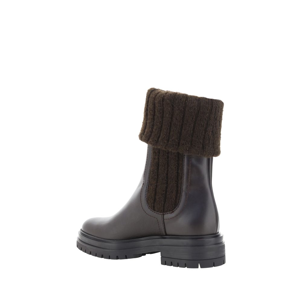 Black Calf Leather Bos Taurus Ankle Boots Shoes Gianvito Rossi